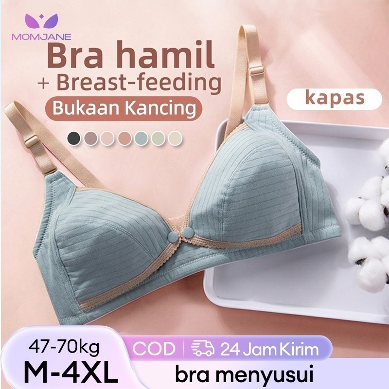 Nursing Bra Katun Tanpa Kawat Kancing Depan