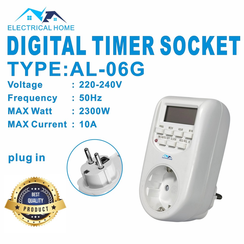 Jual Stop Kontak Listrik Timer Digital Otomatis Programable TYPE AL-06G ...