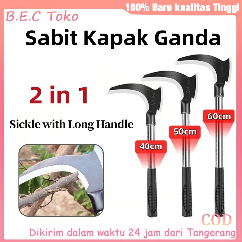 60cm Pemangkas Sabit Alat 2 In 1 Sabit Potong Rumput Dahan Ranting Dwifungsi