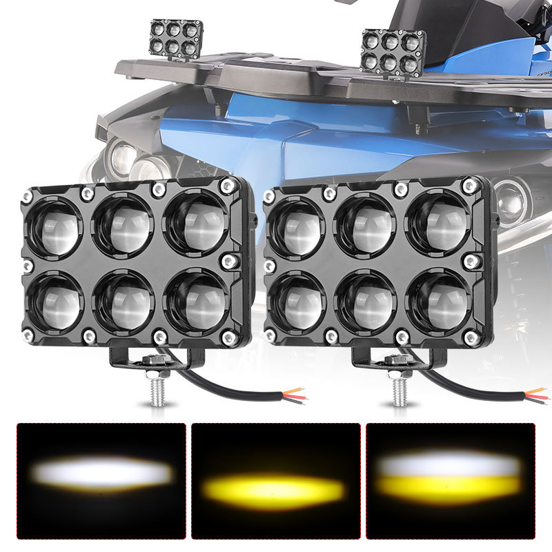 Jual 6 LED Motorcycle SpotLight High Low White Yellow Light 10V 48V ...