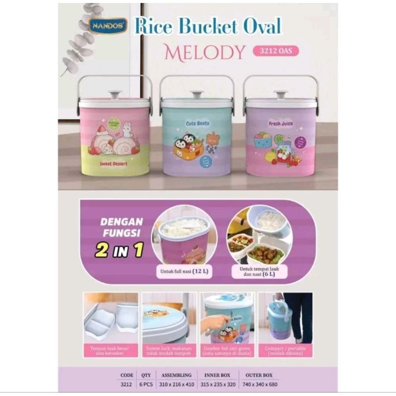 Jual Nandos Ricebucket OVAL 12 LITER 3212 FULL PRINTING/rantang Piknik ...
