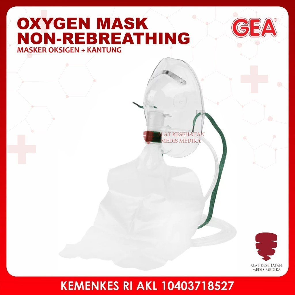 Jual Masker Oksigen Non Rebreathing GEA Selang Bayi Anak Dewasa Oxygen ...
