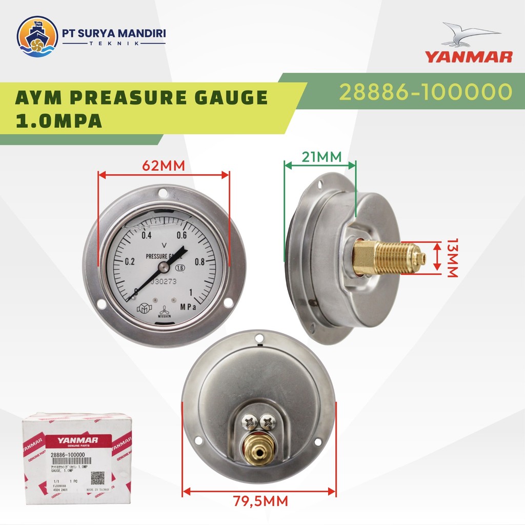 Jual AYM PREASURE GAUGE 1.0MPA 28886-100000 YANMAR ASLI GENUINE ...