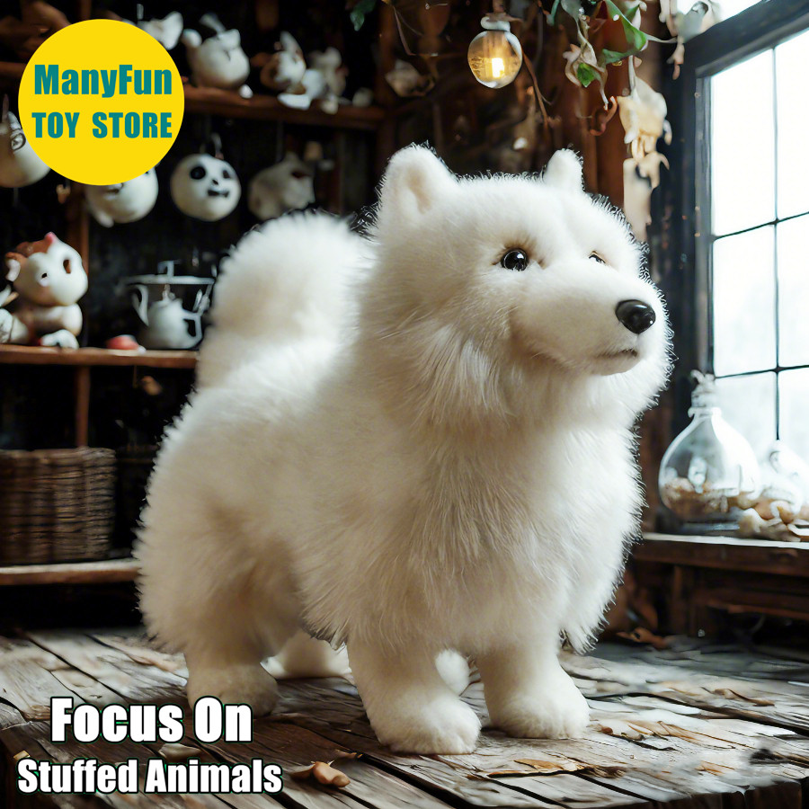 Jual Lifelike Samoyed Plush Toy - Realistic Samoyed Dog Stuffed Animal ...