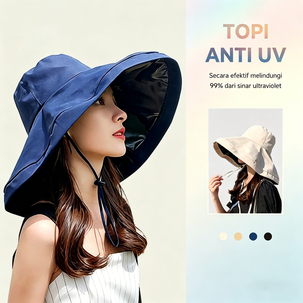 Jual [MB]Topi Anti UV untuk Pantai, Penutup Wajah Penuh dengan Lapisan ...