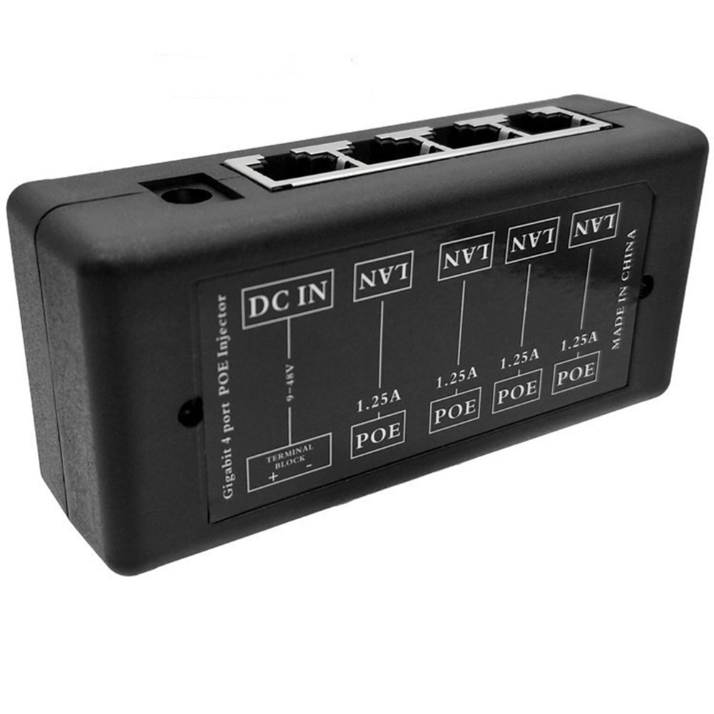 Jual Y45A1 Piece Black 4 Port POE Injector For CCTV Surveillance IP ...
