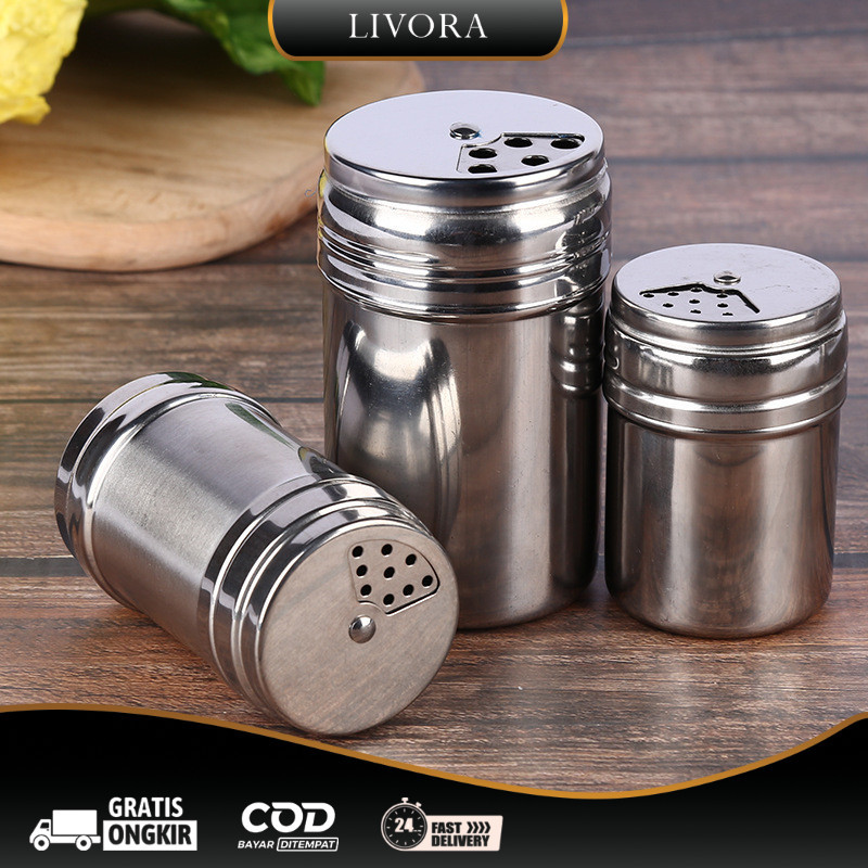 Jual Powder Shaker Stainless Steel / Botol Taburan Bumbu Bubuk Cokelat ...