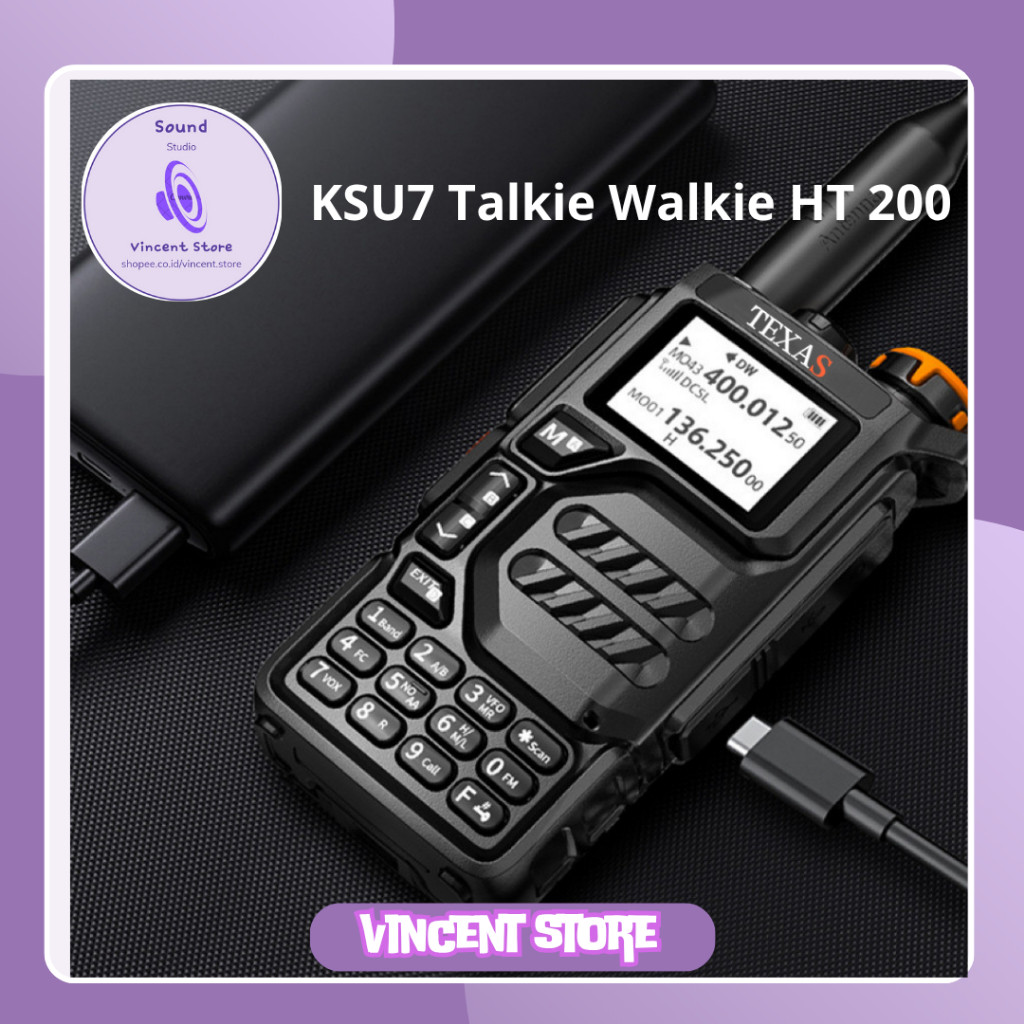 Jual KSU7 Talkie Walkie HT 200 Saluran Channel UHF VHF dengan Pengisian ...