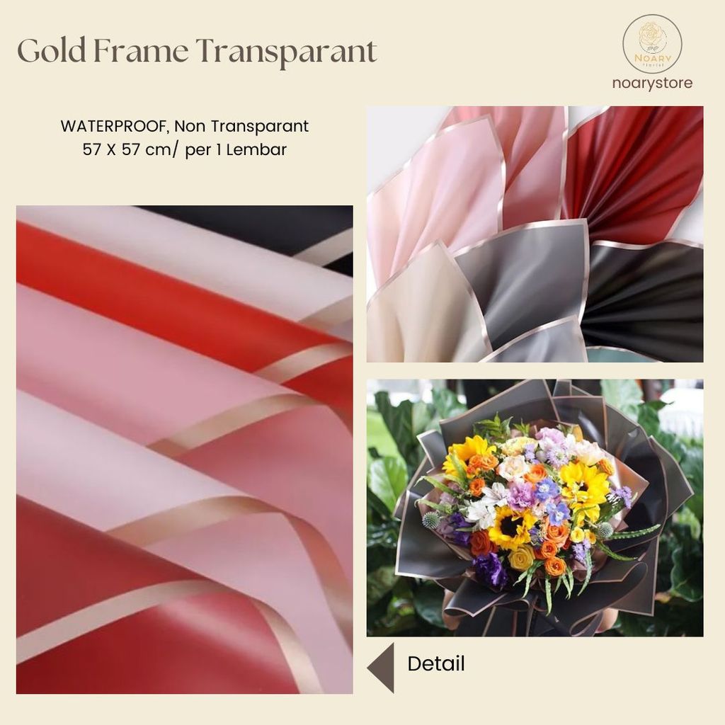 Jual [20 LEMBAR] GOLD FRAME TRANSPARANT CELLOPHANE / FLORIST PAPER ...