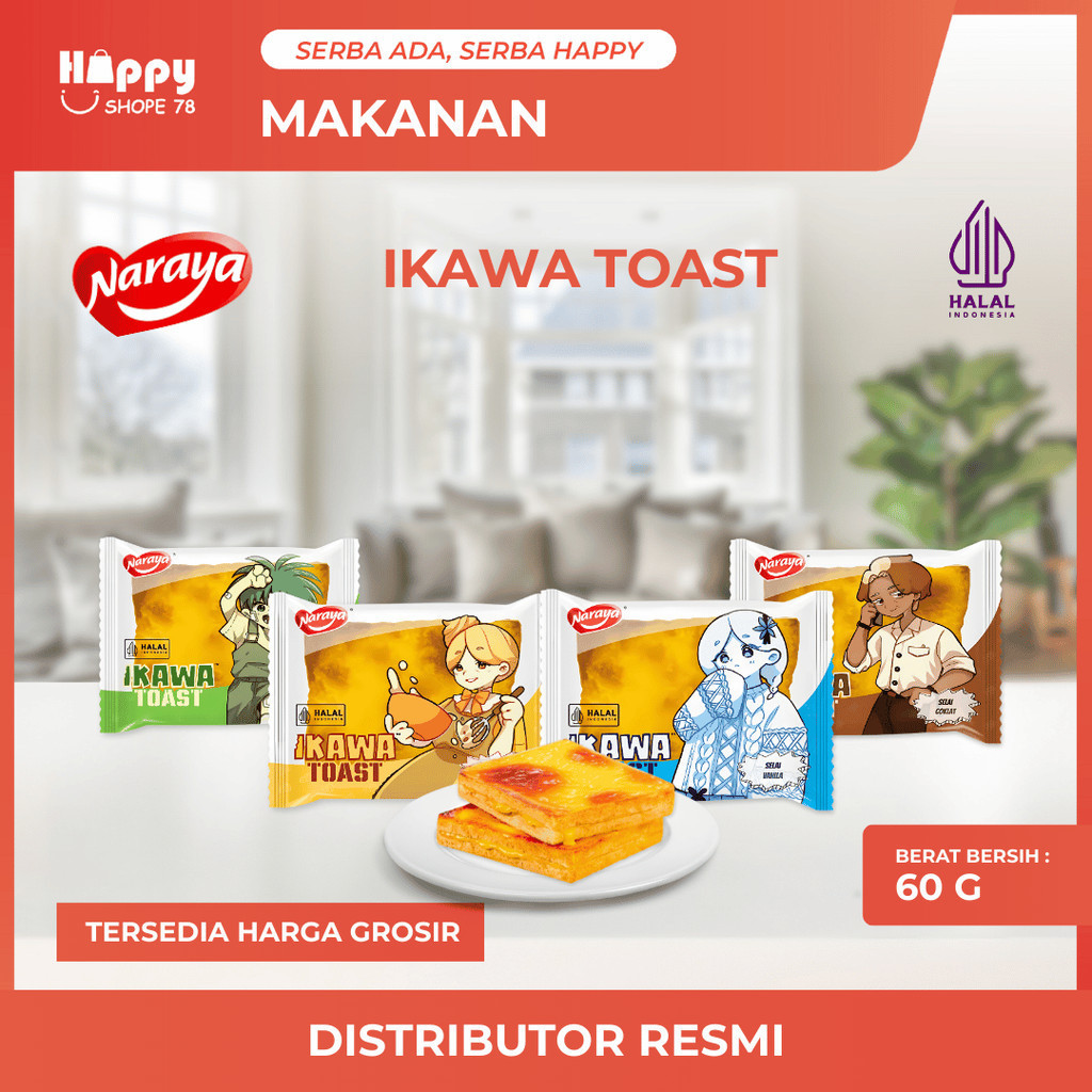 Jual NARAYA Ikawa Toast 60gr Roti Panggang Isi Coklat / Cream Cheese ...