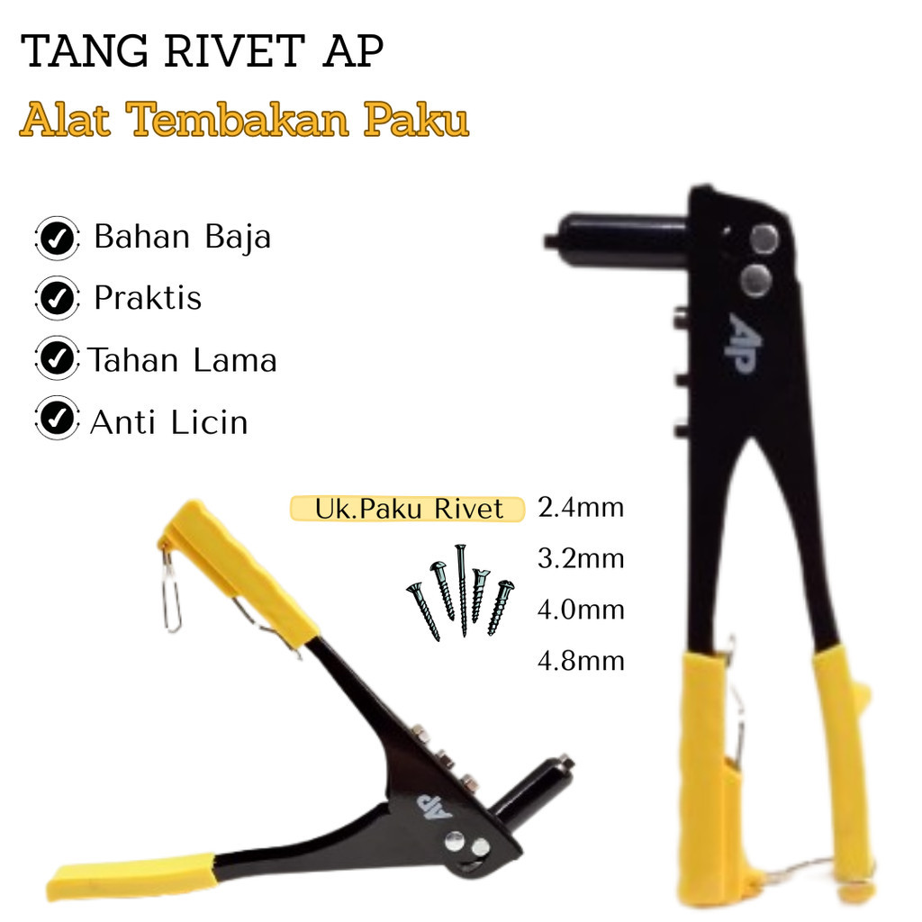 Jual Tang Rivet AP Hand Riverter 9.5in Alat Tembakan Paku (2.4 - 4.8mm ...