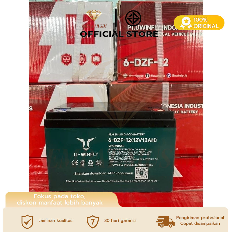 AKI SEPEDA LISTRIK UWINFLY BATERAI MOTOR LISTRIK UWINFLY TIANNENG 12V/12AH 12V25AH Garansi 6 Bulan