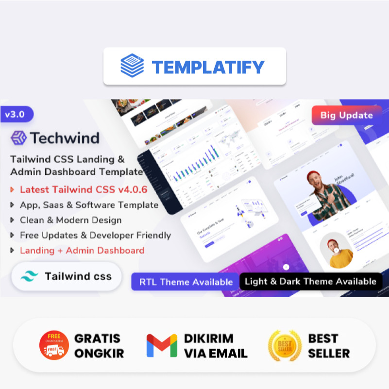 Jual PROMO!! Techwind - Tailwind CSS Multipurpose App Saas & Software ...