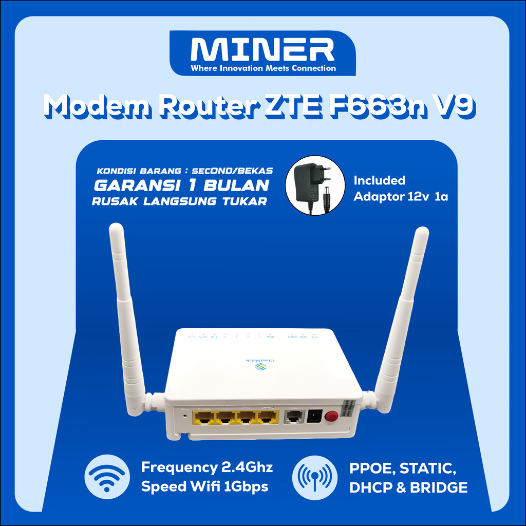 Jual Modem Router ZTE F663N V9 ONU Fiber Optic FTTH | Shopee Indonesia