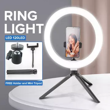 Taffstudio Lampu Ring Light LED 3in1 Color Dengan Tripod Holder 25.5cm 12W Ringlight QX 260