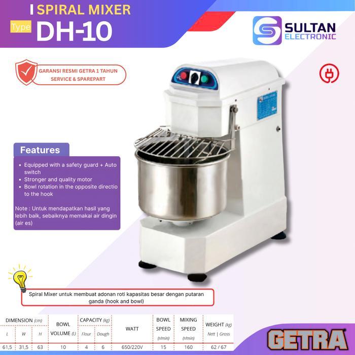 Jual GETRA SPIRAL MIXER / MIXER ADONAN ROTI KOMERSIAL DH-10 / DH 10 ...