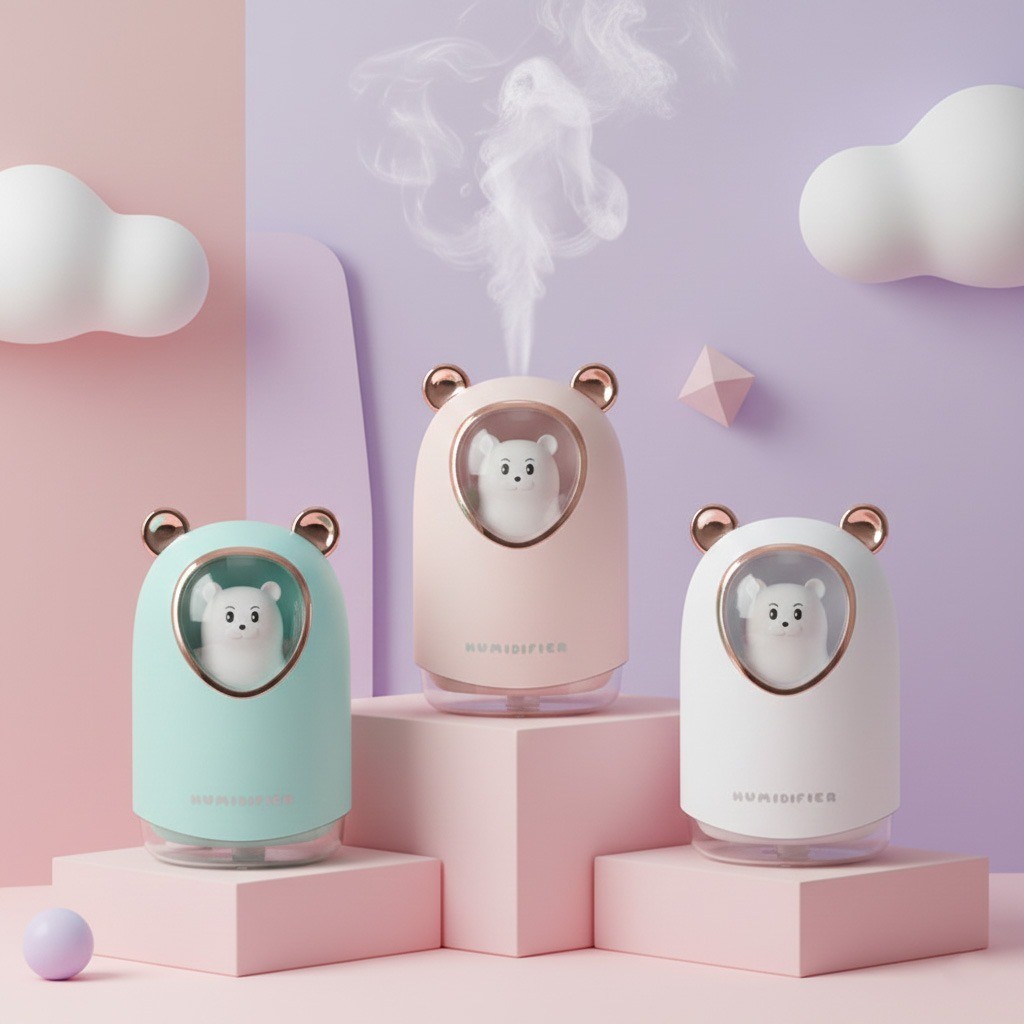 Jual Cute Bear Desk Humidifier LED | Mini Air Humidifier USB | Shopee ...