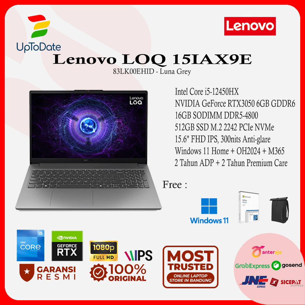 Jual Lenovo LOQ 15IAX9E Essential EHID Core i5-12450HX 16GB 512GB 15.6 ...