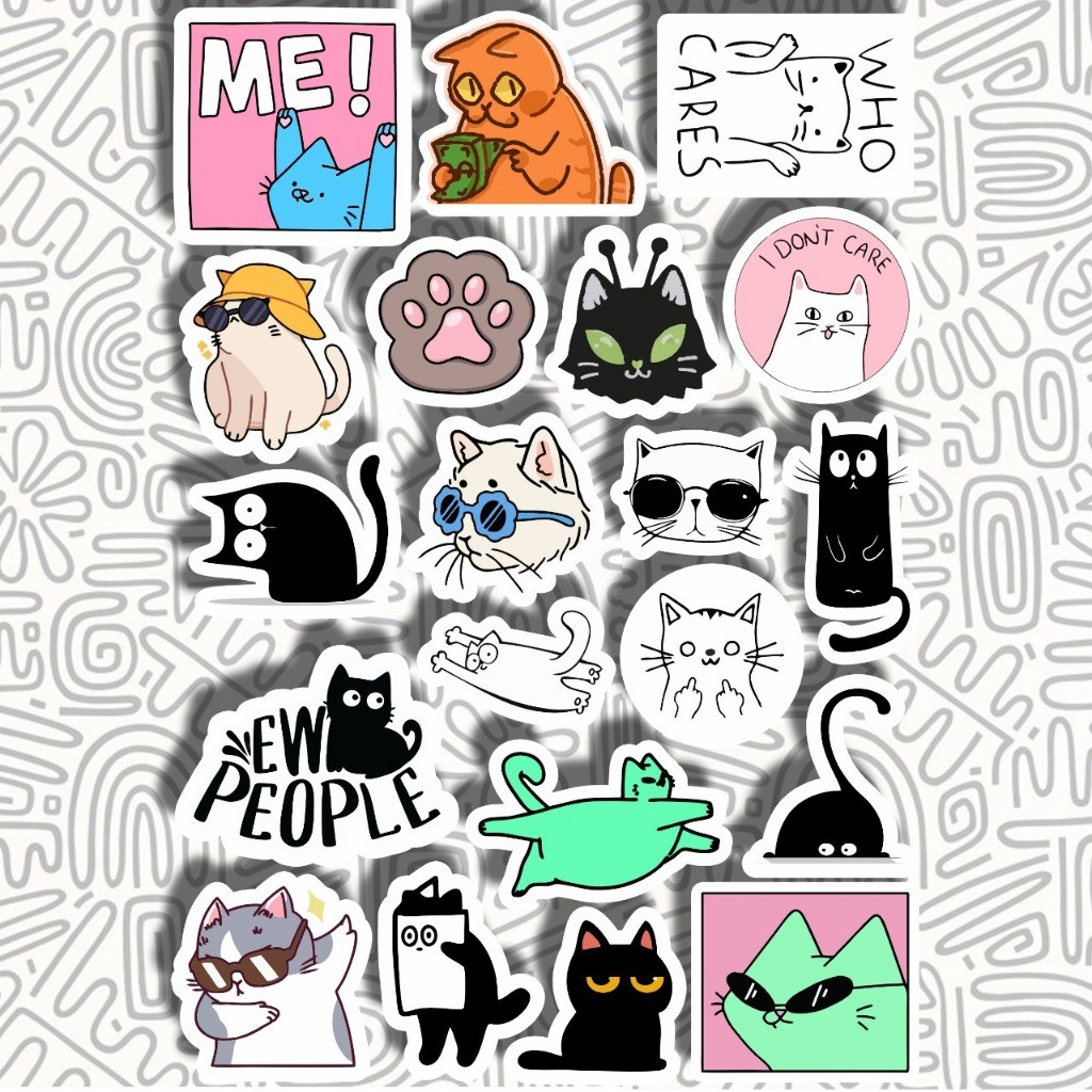 Jual Sticker Aesthetic Cat Kucing || Stiker Kucing Cat Lovers | Shopee ...