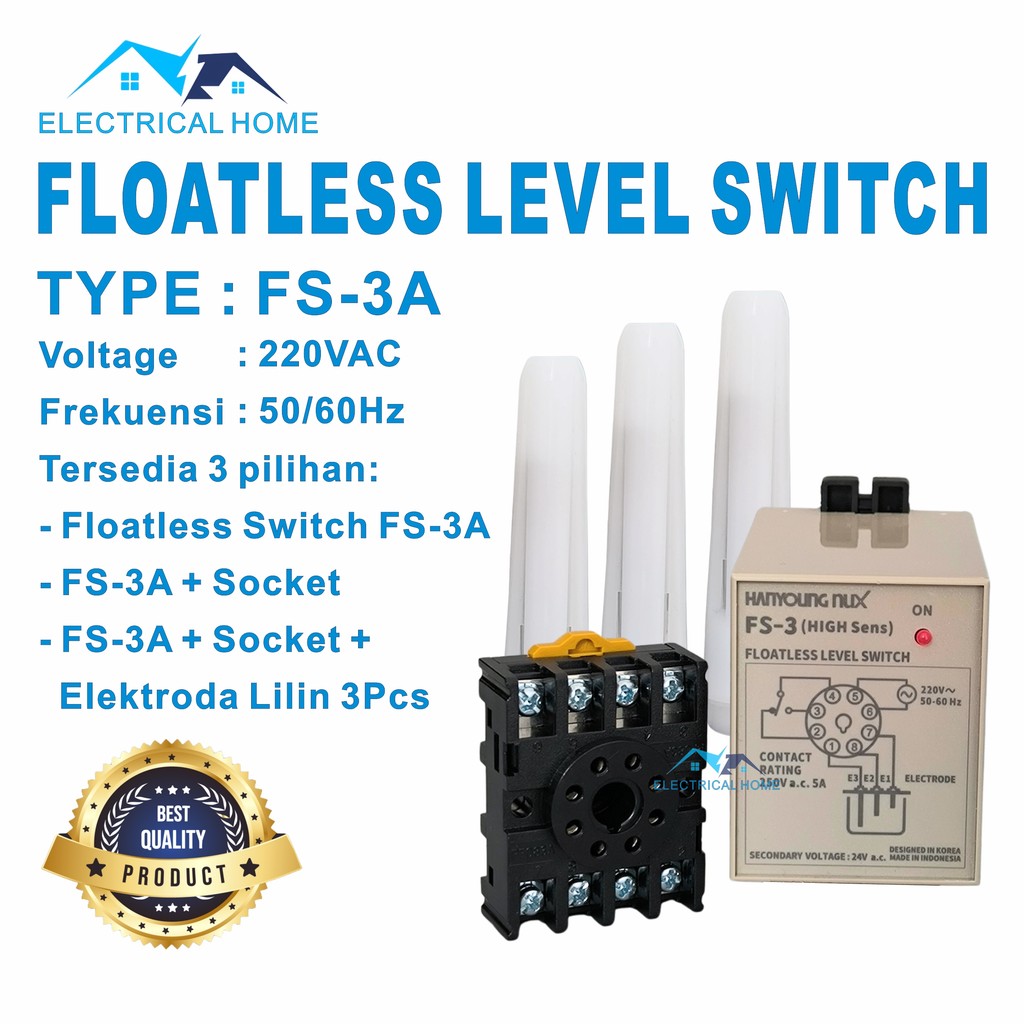 Jual FLOATLESS LEVEL SWITCH WATER LEVEL CONTROL FS-3A ( 8 PIN ) / 1 ...