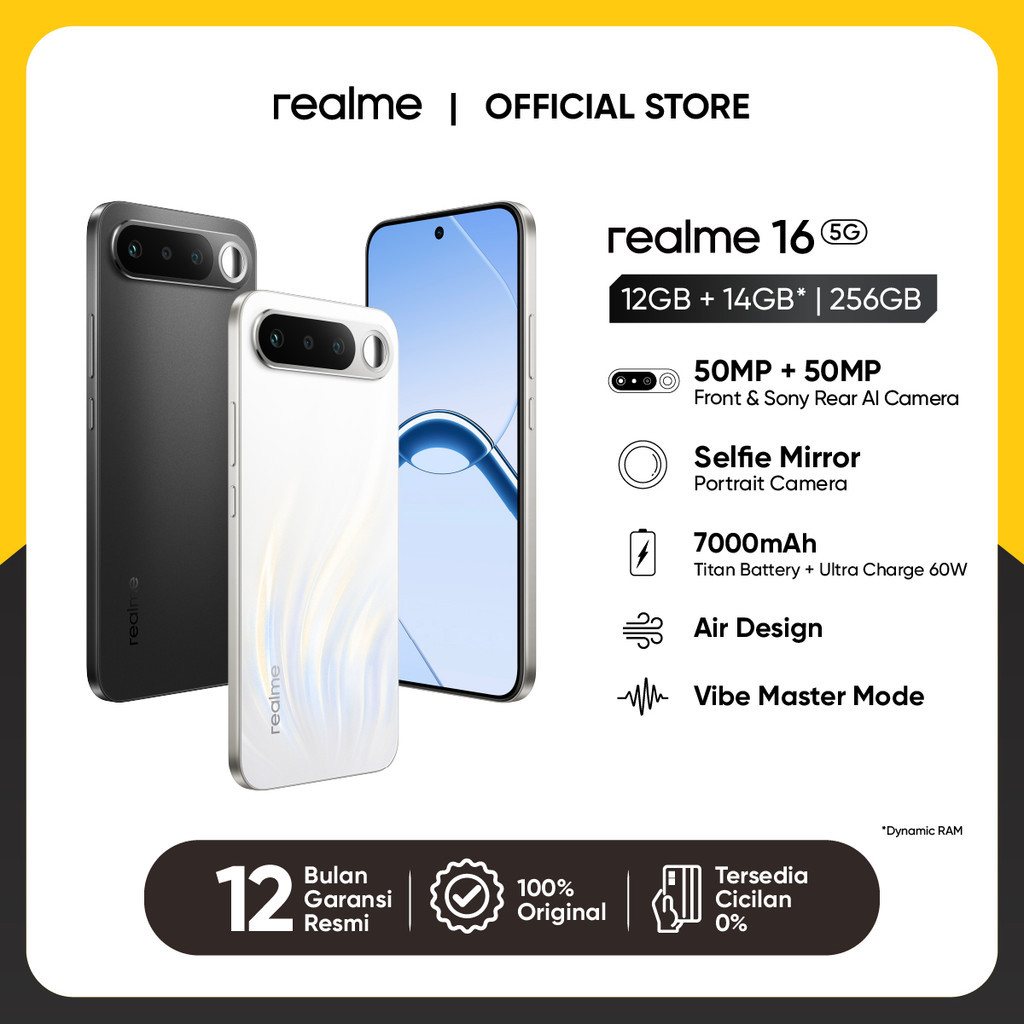 realme 16 5G 12GB+14GB*|256GB - Air Design 50MP Sony Camera 7000mAh 60W Ultra Charge