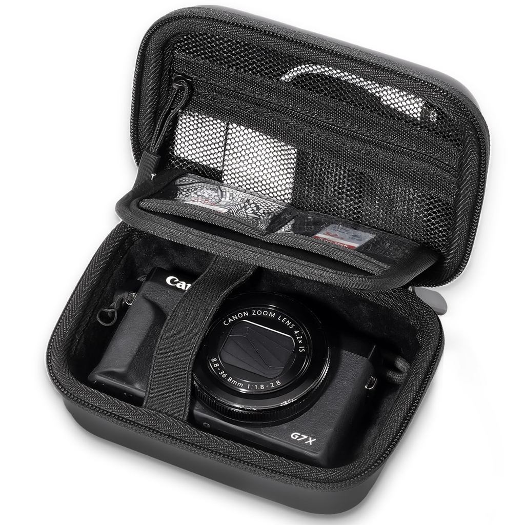Rieibi Ricoh GR II Case - Vintage PU Leather Camera Case for Ricoh GR II GRII GR2 DSLR Camera - Protective Case with Strap - Black, Black, Retro