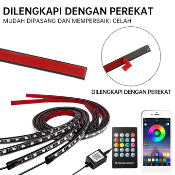 Lampu Kolong Mobil LED RGB Kontrol APP IP67 Tahan Air Musik Sync DIY Warna 12V Mobil Truk SUV