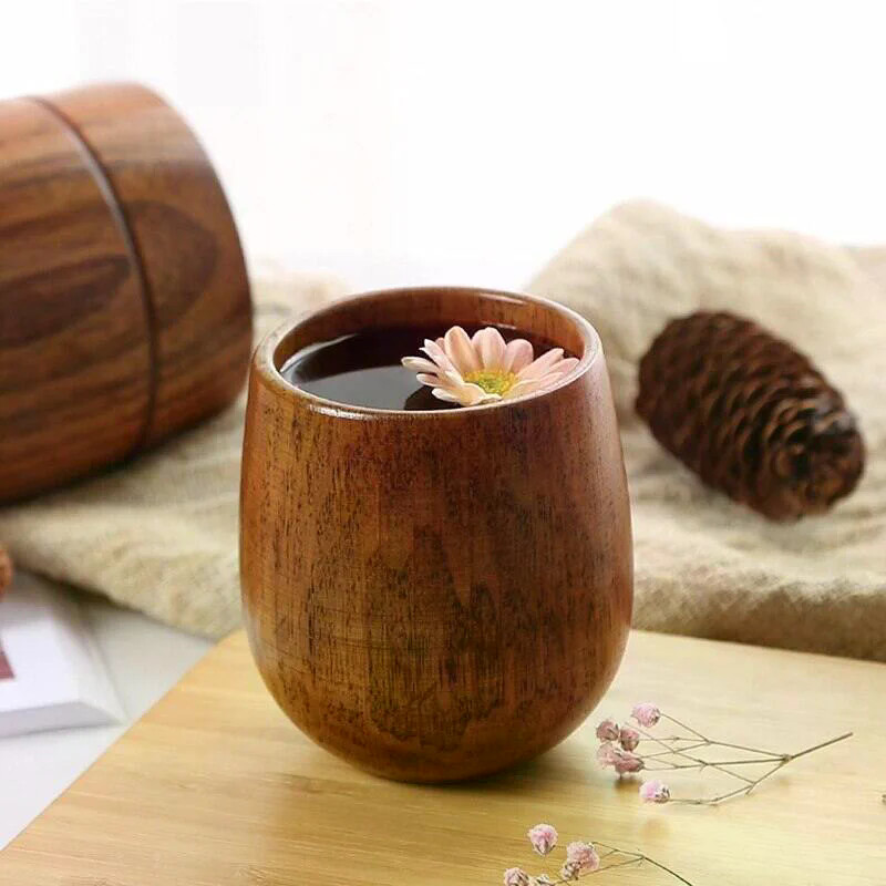 Jual Creative Handcarved Date Wood Big Belly Tea Cup Anti Scald Coffee ...