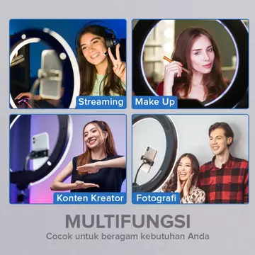 Taffstudio Lampu Ring Light LED 3in1 Color Dengan Tripod Holder 25.5cm 12W Ringlight QX 260
