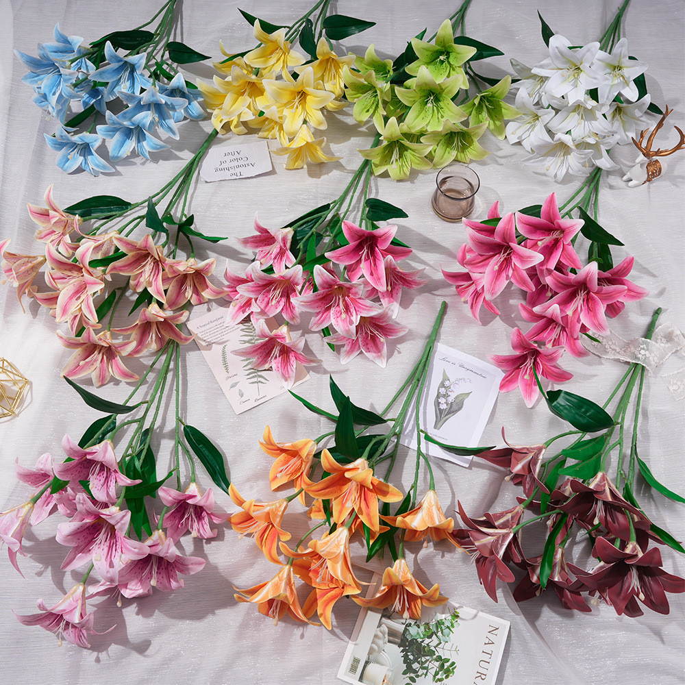 Jual Bunga lily tiruan 9 kuntum grosir bunga buatan bunga untuk pesta ...