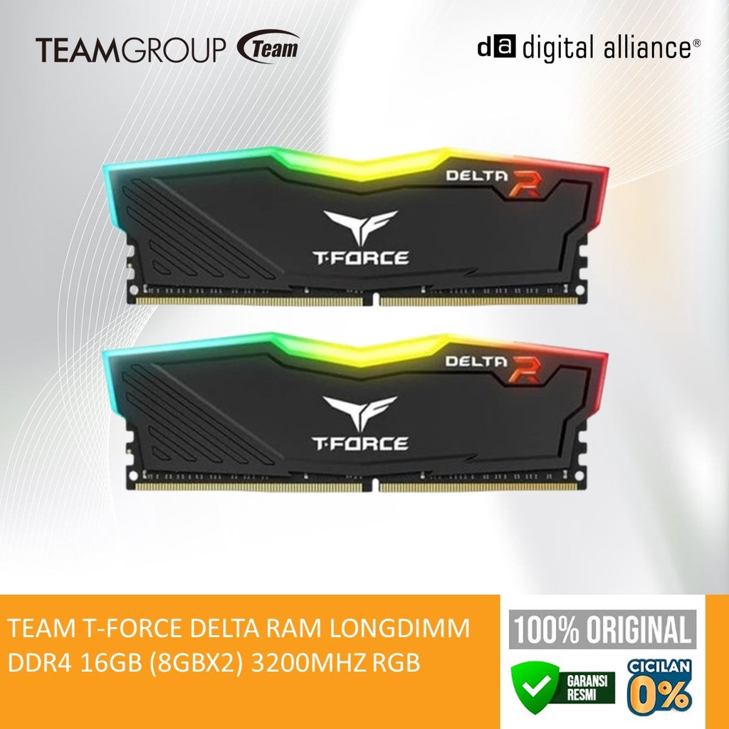 Jual TEAM T-FORCE DELTA RAM LONGDIMM DDR4 16GB (8GBX2) 3200MHZ RGB ...