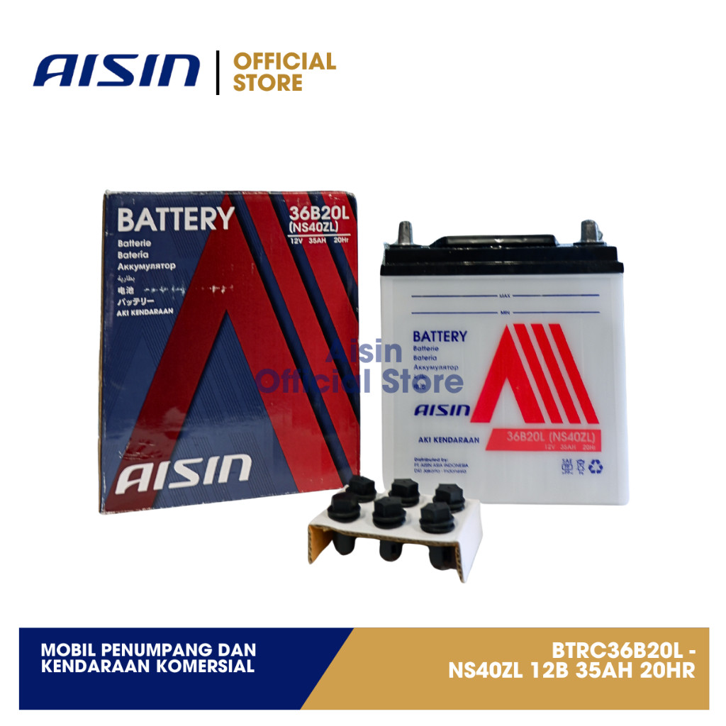AISIN Aki Basah Mobil NS40ZL 12V 35Ah Kutub Kiri [BTRC36B20L]