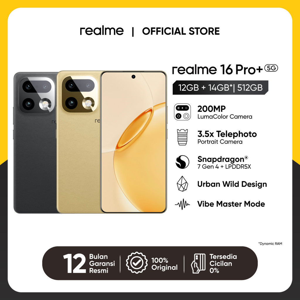 realme 16 Pro+ 12GB+14GB*|512GB - 200MP LumaColor 3.5x Telephoto SD7 Gen4 7000mAh 80W