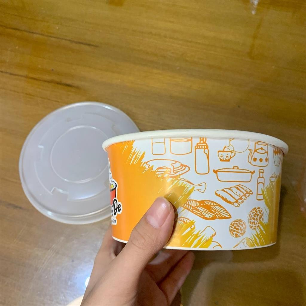 Jual TGM - 1 Set Paper Bowl + Lid 720 mL 24 oz Motif - Mangkok Kertas ...