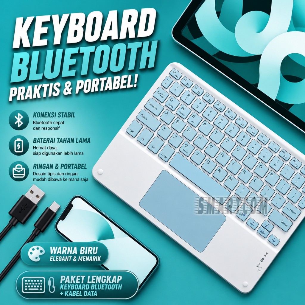 Jual SMARTCOM - Ultra Slim Bluetooth Wireless Keyboard Mouse Universal ...