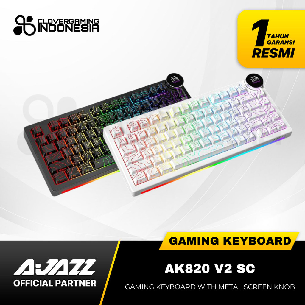 Jual Ajazz AK820 AK-820 V2 SC Wireless Gaming Keyboard RGB Tri Mode ...