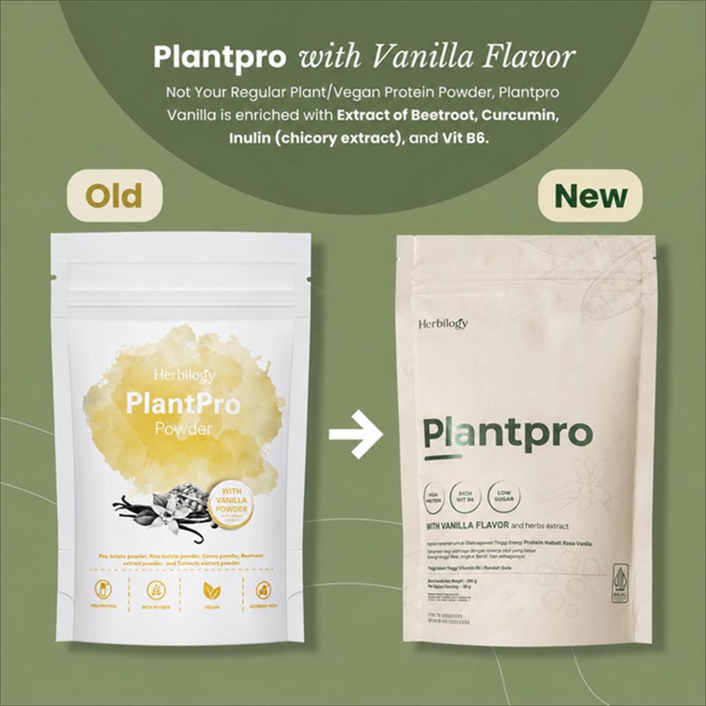 Jual Herbilogy - PlantPro Powder Vanilla 280g ( Bubuk Protein Nabati ...