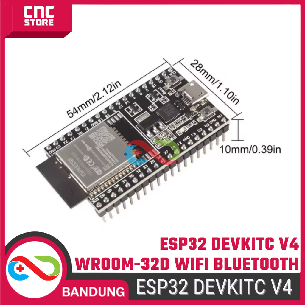 Jual ESP32 DEVKITC V4 WROOM-32D 38Pin CP2102– Development Board WiFi ...