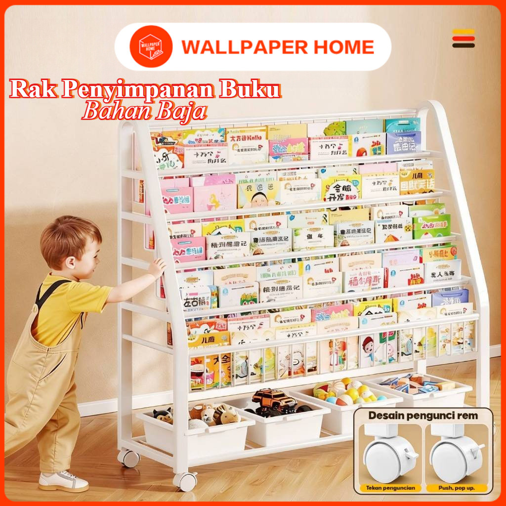 Jual Rak Mainan Anak dengan Roda/Rak Penyimpanan Buku Bahan Baja Karbon ...