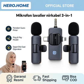 Clip On Mic Wireless Nirkabel Lavalier 3in1 Bluetooth Tanpa Kabel DSP Pengurang Kebisingan 3
