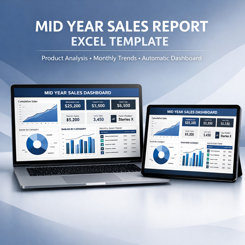 Jual Template Excel Laporan Penjualan Produk | Mid Year Sales Report ...