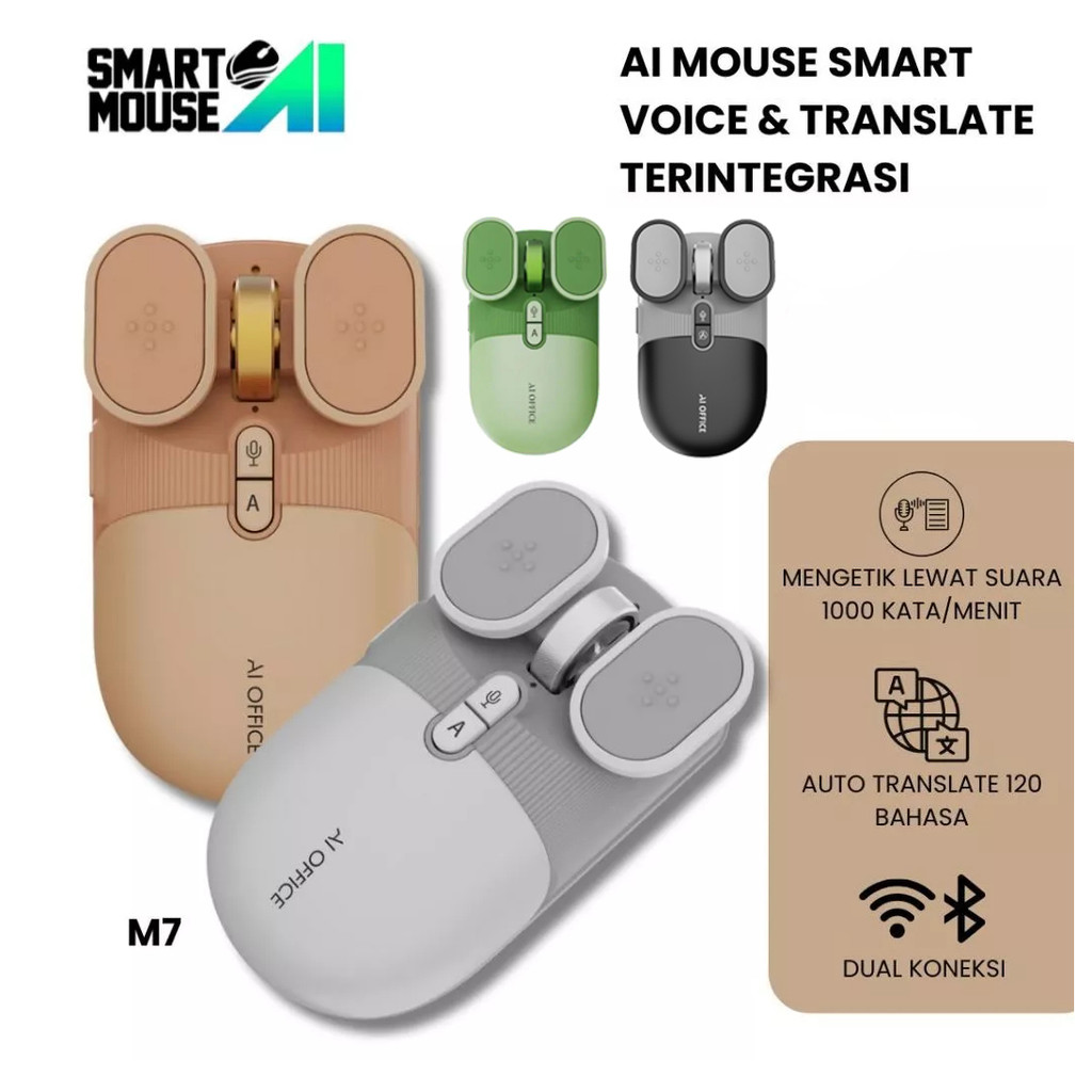 Jual ACC KOMP - Mouse AI M7 Wireless Bluetooth MICLINK RULINK Voice ...