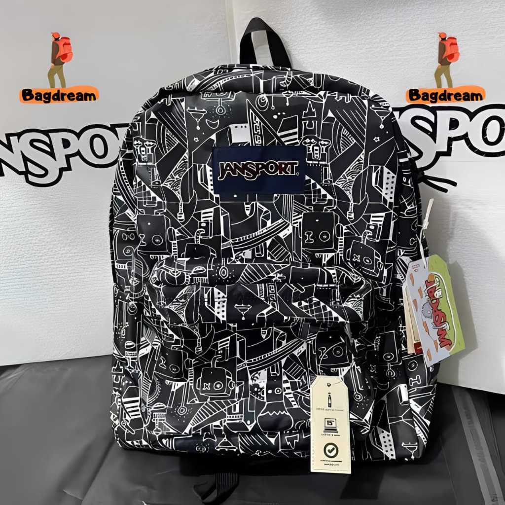 Jual Tas Ransel Jansport Black Abstract Superbreak Backpack | Shopee  Indonesia