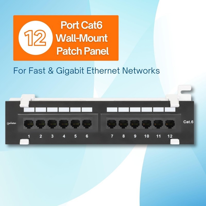 Jual 1U Patch Panel 12 Port Cat6 RJ45 Rack Mount 10inch Untuk ...