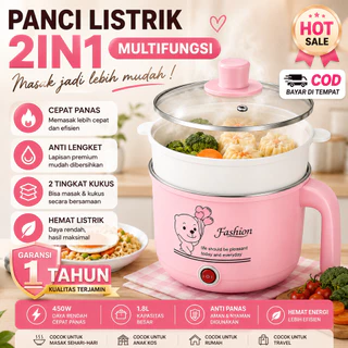 Panci Listrik Multifungsi Mini Portable – Panci Elektrik Anti Lengket untuk Goreng Rebus Kukus + Free Steamer