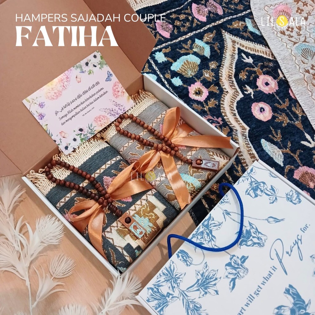 LILSALA Sajadah Couple Bfatiha2 Kado Wedding Free Tasbih Hampers Anniversary Gift Nikah Souvenir Parcel Lebaran Idul Fitri