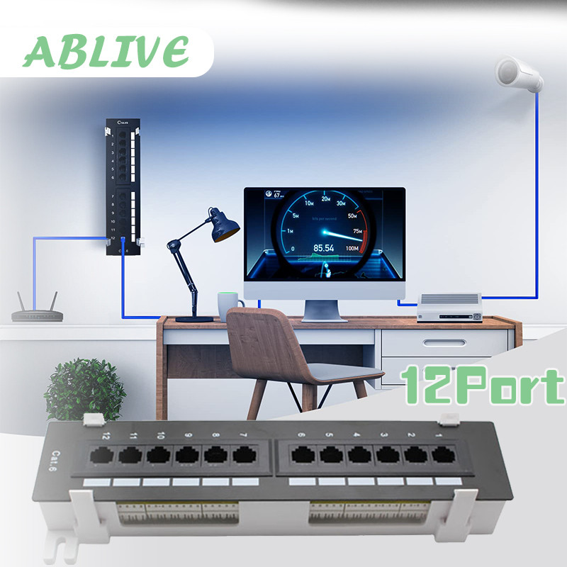 Jual 1U Patch Panel 12 Port Cat6 RJ45 Rack Mount 10inch Untuk ...
