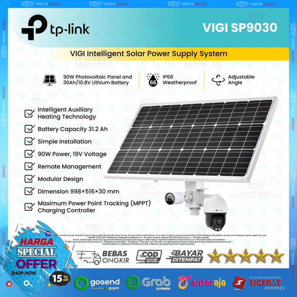 Jual Tp-Link VIGI SP9030 CCTV Solar Pannel VIGI Intelligent Solar Power ...