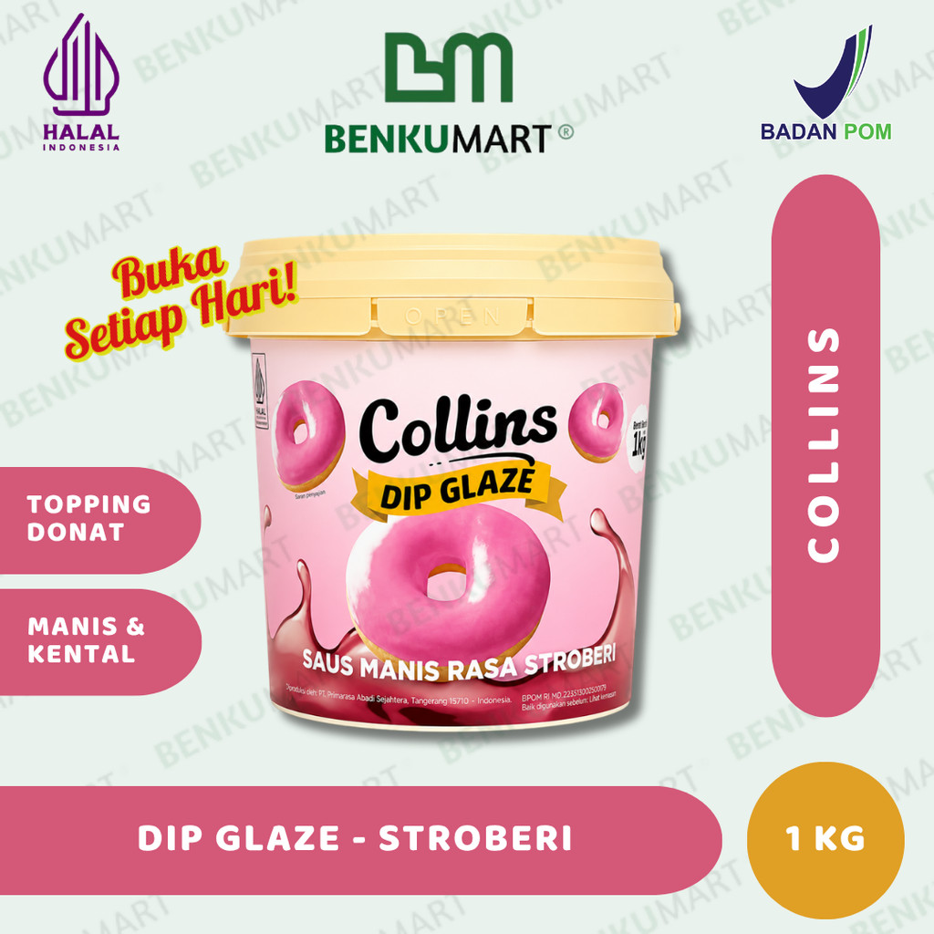 Jual Collins Dip Glaze Strawberry (1 Kg) | Topping Pasta Rasa Stroberi ...