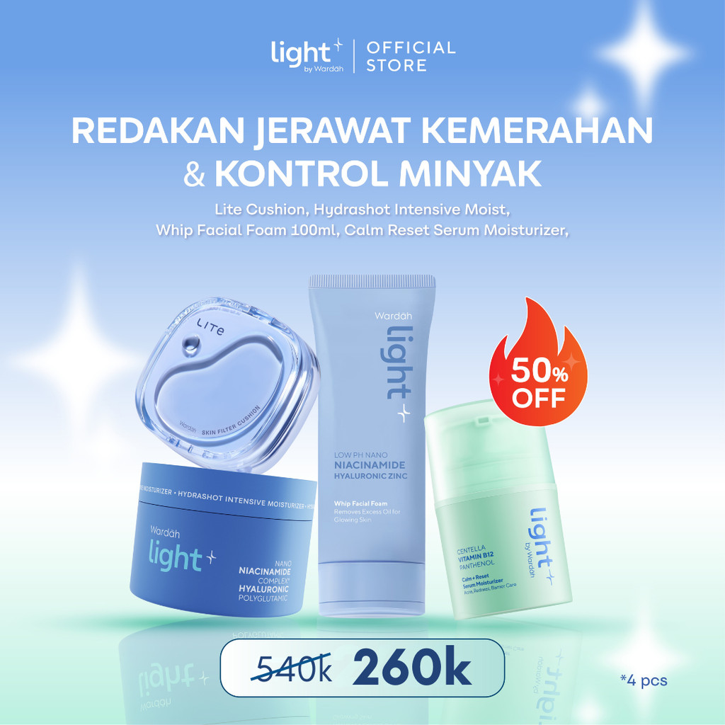 Jual Lightplus by Wardah Full Set Bundle Calming! Calm Reset Serum ...